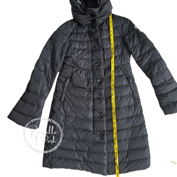 Moncler Black Knee Length Puffer Coat Goose Down Puffer Jacket Long Full Length - Picture 14 of 17